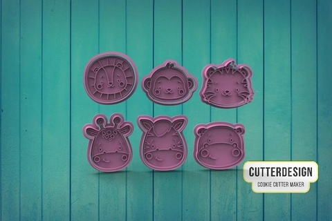 bebê selva animais biscoito cortadores cortador biscoitos bolo decoração chuveiro afiado corte 3d print model - Mito3D