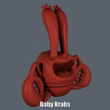 bebé krabs fácil de impresión ningún apoyo.art.las cifras.escultura.de bob esponja.supportless 3d print model - Mito3D