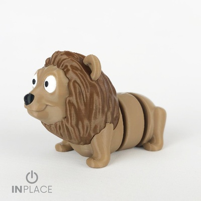 baby lion articulated art flexi flexy flexable print in place no supports cute animal le o lyon 3d print model - Mito3D