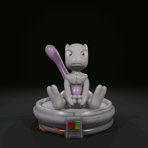 bebé mewtwo empujar Lun película artilugio pokemon arte fan 3D print model - Mito3D