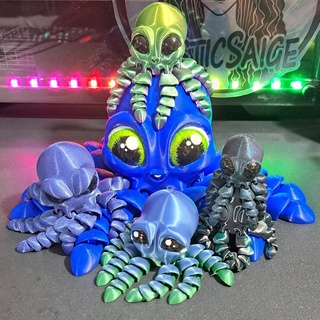 baby octopus - articulated creature cute ocean toy flexible happy sad articulating grumpy flexi chibi fidget flexy wiggle mysticsaige fidgettoys mysticsage 3d print model - Mito3D