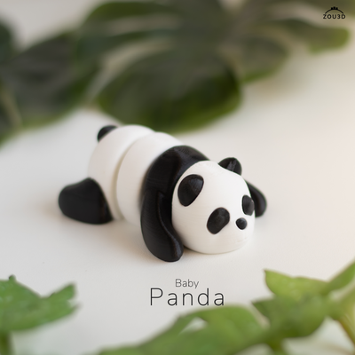 baby panda - print in place articulated flexi keychain 3mf no supports cute animals 3d print model - Mito3D
