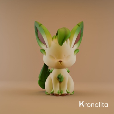 baby pokémon evolutionen leafeon kunst schlüsselbund llaveros juguete spielzeug arte kunstspielzeug anime stilisiert pokebola animation tier kreatur niedlich traurig 3d print model - Mito3D