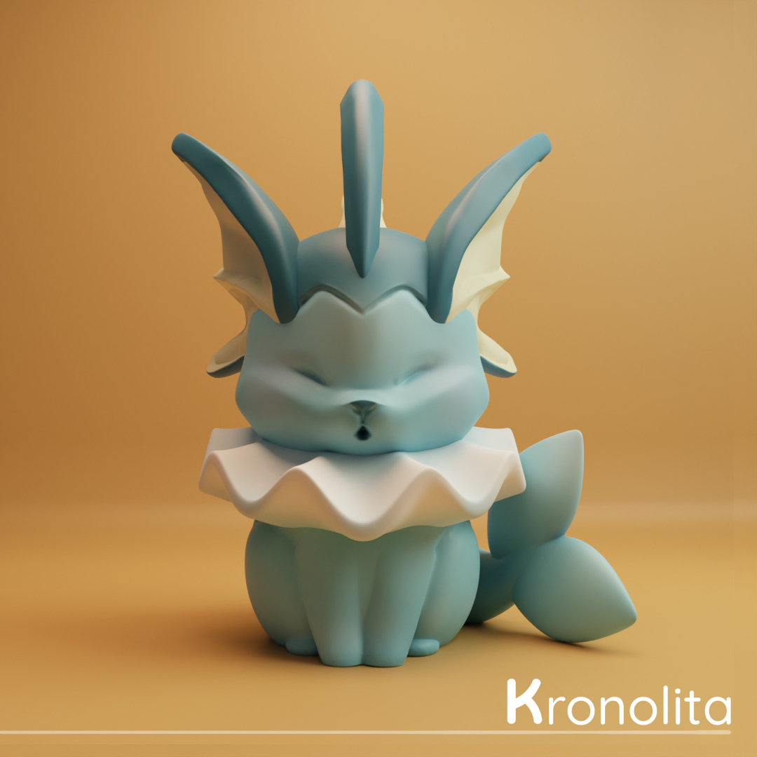 Baby Pokémon Evolutionen Vaporeon eevee eeveelution Schlüsselbund Anime niedlich Kunst Spielzeug Zahl Sammlung Tier zärtlich Pokeball Rolle 3D print model - Mito3D