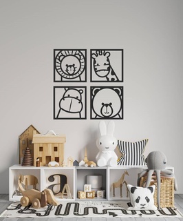 baby room wall art - animals home decorative painting decor design kids 3d print model - Mito3D