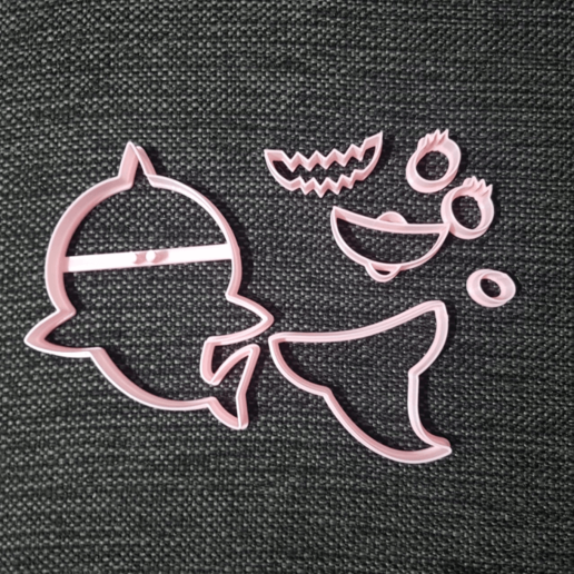 baby-shark collage 2 pink cookie cutter home 3d drucken Drucker 3d-Drucker 3d-drucken baby Hai rosa 3D print model - Mito3D