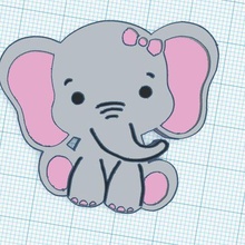 baby shower birthday elephant key chain 3d print model - Mito3D