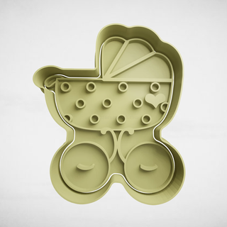baby stroller shower cookie cutter cutters stl molds 3d print model - Mito3D