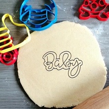 baby text cookie cutter announcement baking dough shape kitchen bake cookies speculoos 3d print model - Mito3D