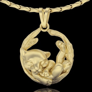 baby tiger pendant tiger pendant silver gold jewelry printable 3d model trend fashion design zbrush panther  3d print model - Mito3D