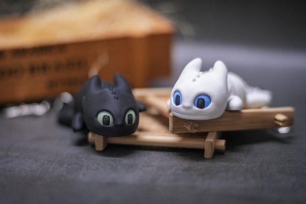 baby toothless light fury articulated to train dragon cute flexi toy 3d print model - Mito3D