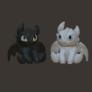 baby toothless train dragon night fury light animal cute kawaii toy 3d print model - Mito3D