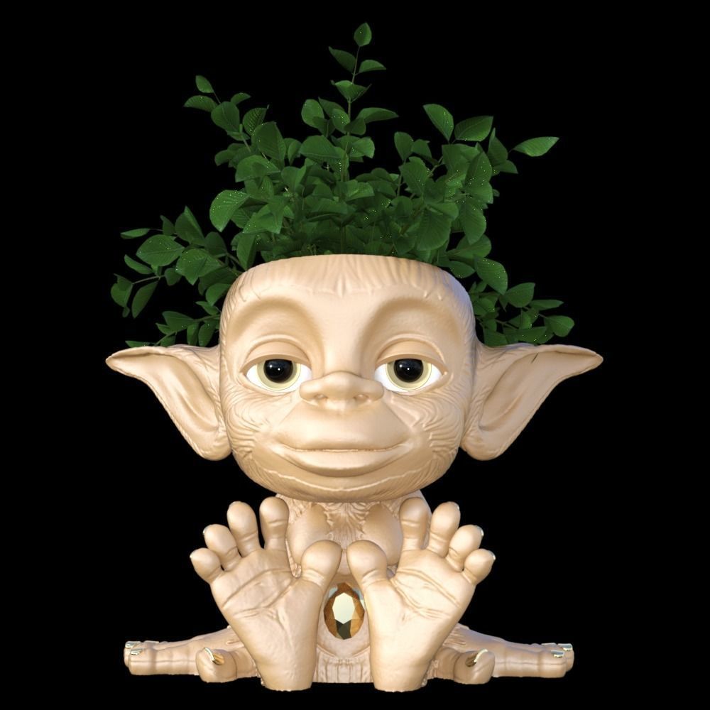 bébé troll fleur pot removable cheveux Accueil maison facile impression elfe gnome décoration mignonne décor récipient 3dsculpture moderne table vase planteur 3D print model - Mito3D