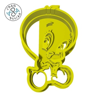 baby tweety - looney tunes - cookie cutter - fondant looney tunes baby tweety baby tweety cookie cutter cookie cuter fondant pastry baking cute baby shower party  3d print model - Mito3D