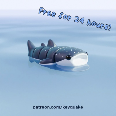 baby whale shark articulated art toy animal cute print in place flexi flexible tiny 3d print model - Mito3D