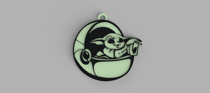 Baby Yoda Lärm Gelb Mandalorianer Schlüsselbund Anhänger Ohrring 3d print model - Mito3D
