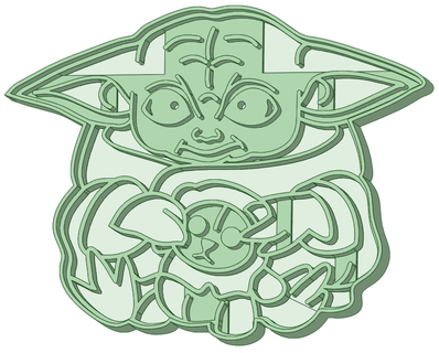 baby yoda 5 cookie cutter 3d print model - Mito3D