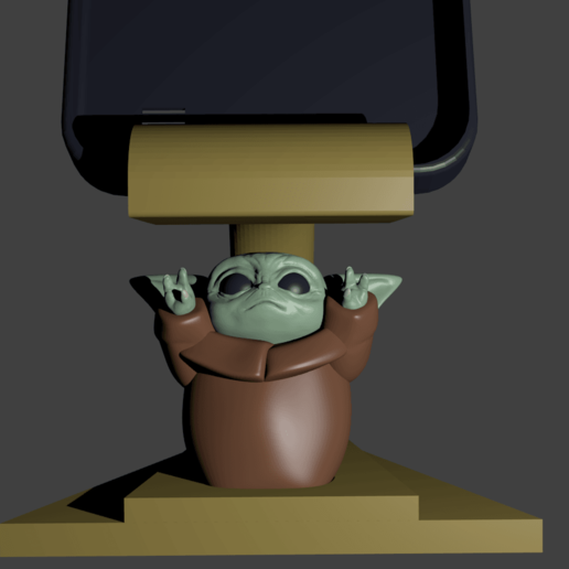 bébé yoda de téléphone cellulaire divers berceau star wars mandaloriennes jedi film l'iphone emder blender porta celularcine 3D print model - Mito3D