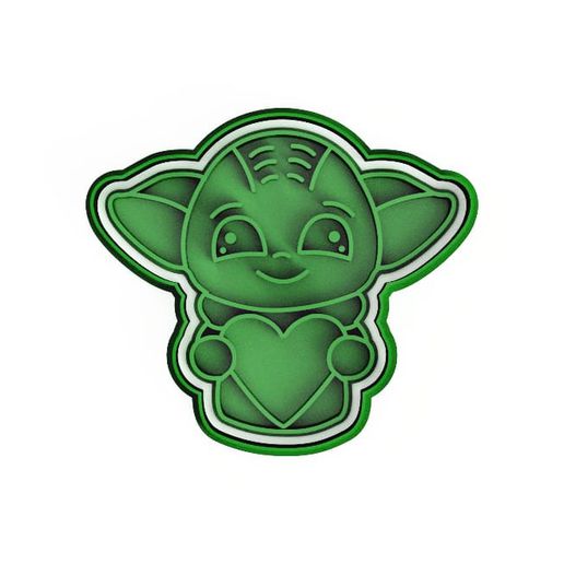 baby yoda cookie cutter star wars cutters marzipan valentine's day love friendship lovers cokkie short february 14th 3D print model - Mito3D