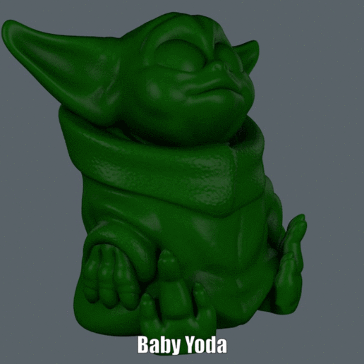 baby yoda easy print no support art animation lukewarm cartoon luifer figure mandalorian model sculpture star wars supportless 3D print model - Mito3D