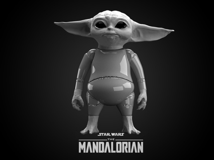 Baby Yoda Gelb Zahl beweglich Mandalorianer Beta Star Kriege 3d print model - Mito3D