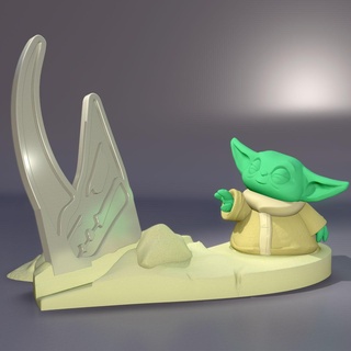Baby Yoda Unterstützung zellular 3d print model - Mito3D