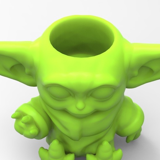 baby yoda vase home see star wars kitchen mate fountain 3dbras 3D print model - Mito3D