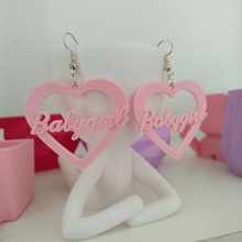 babygirl earrings jewelry hoops key ring pending heart charms 3d print model - Mito3D