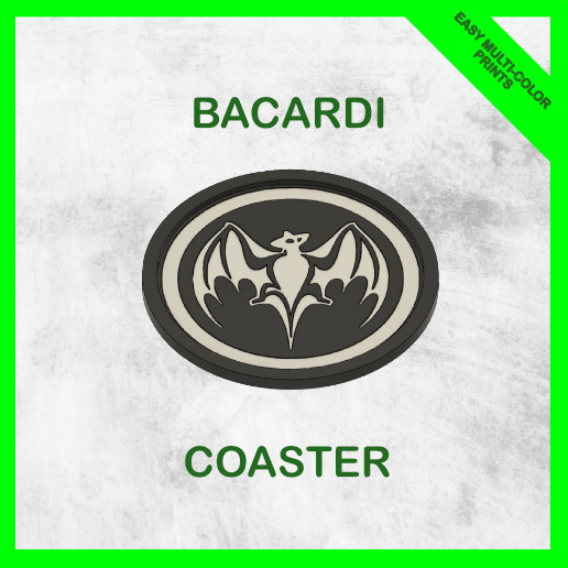 bacardi Coaster 3d boissons homme cavernes Vodka Jack Daniels whisky Coca Cola maison Accueil copains bureau cuisine verre Bière logo gadget l'alcool 3D print model - Mito3D