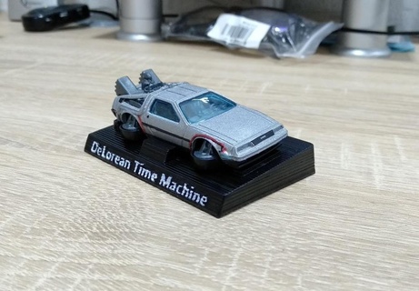 back future delorean time machine stand-holder hot-wheels car holder hot wheels toy game accessories 3d print model - Mito3D