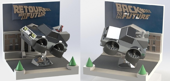 arrière futur pack revenir delorean diorama bttf pilotage roue volant voiture camion jouet collection 3d print model - Mito3D