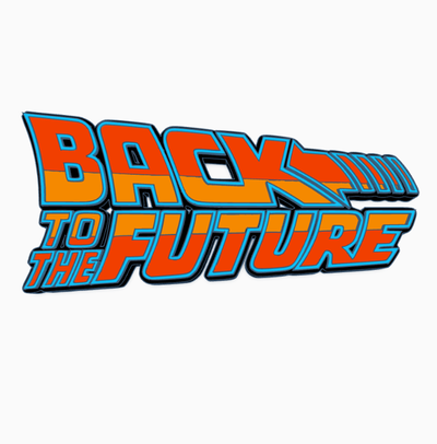 back to future logo display by maniacmancave3d mcfly marty doc brown flux capacitator delorean movie film shelf decor mancave 3d print model - Mito3D