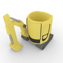 backhoe loader 160lc matte plantera container tool machine excabadora shovel mug gourd 3d print model - Mito3D