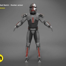 bad batch hunter armor commando clone wars star trooper movie galactic vader force 99 breastplate armored jetpack helmet plate 3d print model - Mito3D
