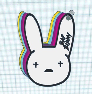 bad bunny logo keychan keychain colors Art rabbit 3d print model - Mito3D