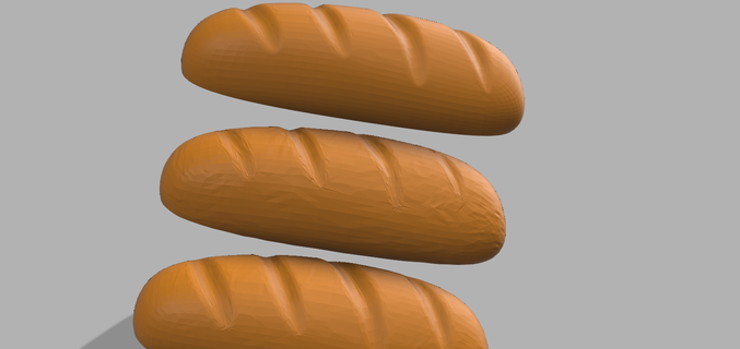 baguette pain manger aliments temps rouleau 3d print model - Mito3D