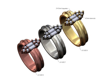 Stangenbrot Cluster gerundet Lippe Diamant Ring us Größen 6 7 8 3d drucken Modell Schmuck Gold Silber druckbar Hochzeit Engagement breit Luxus Aussage vintag 3d print model - Mito3D
