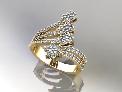 baguette ring baugutte fashion jeweler golddesigner jewellerydesigner gem rhino simple flower on-trend trendingnewmodel gems 3d print model - Mito3D