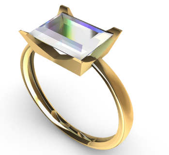 baguette ring 7 9 stone wedding love engagement gift jewelry 3d print model - Mito3D