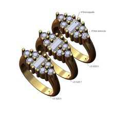 Essstäbchen Diamanten Cluster Ring us Größen 6 7 8 3d drucken Modell Stangenbrot Diamant Hochzeit Engagement Schmuck Gold Silber druckbar Mode Aussage klassisch 3d print model - Mito3D