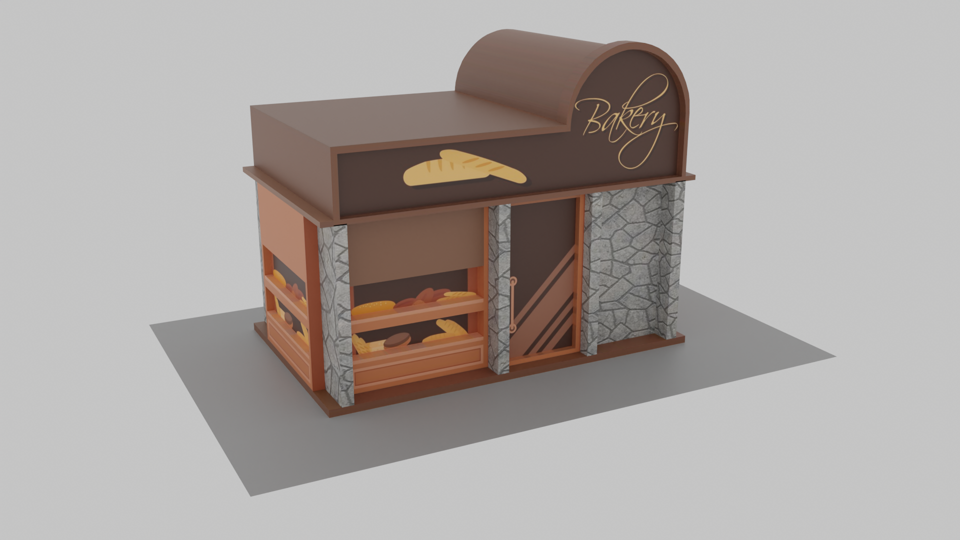 bakery shop cartoon 3D print model - Mito3D