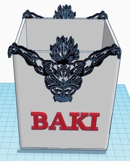 baki pen jar pens pot home women's manga man office decoration children battle game work 3d print model - Mito3D