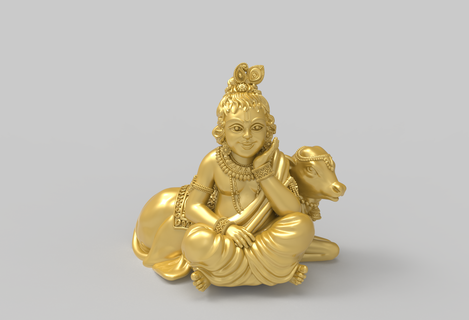 bal Krishna bezerro pequeno krishna gopal 3d Arquivo 3d print model - Mito3D