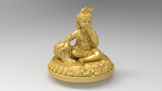 bal Krishna comendo Makhan gopal 3d Arquivo cafajeste estátua indiano Deus pingente nadu joalheria 3d print model - Mito3D