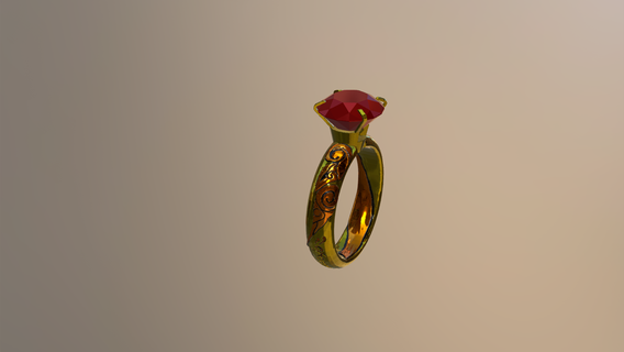 balinese style ring red diamond stone jewelry lord noizzy studio 3d print model - Mito3D