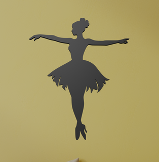 bailarina parede arte laser corte dança balé dançarino graça desempenho equilíbrio elegante tutu clássico silhueta 2d Projeto 3d print model - Mito3D