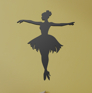 Ballerina Mauer Kunst Laser Schneiden Wandkunst Kunstwerk tanzen Ballett Tänzer Anmut Performance Haltung elegant Tutu klassisch Silhouette 2d Design 3d print model - Mito3D