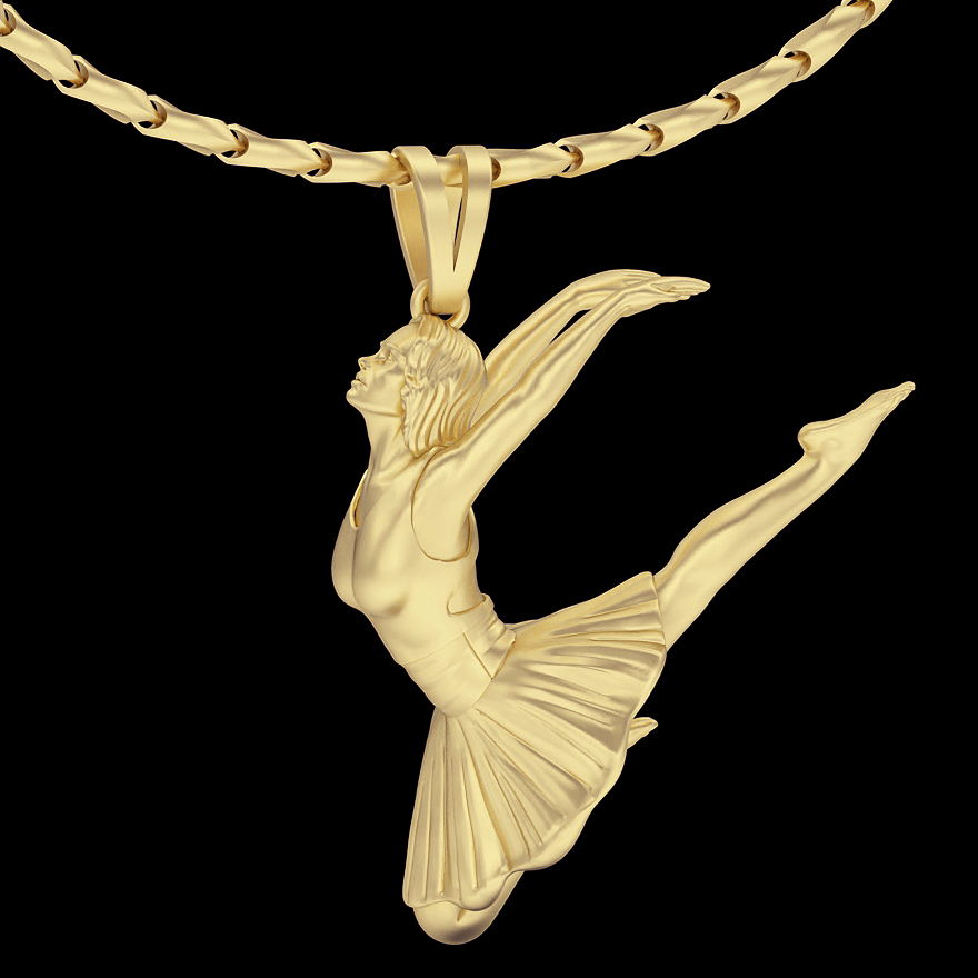 ballet dance pendant silver gold jewelry printable 3d model trend fashion design zbrush tiger 3D print model - Mito3D