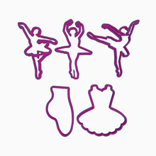 Bale Dansçısı kurabiye kalıbı seti x5 ev dans mutfak fondan kalıplar vale dansçı siluet ayakkabı elbise keskin 3d print model - Mito3D