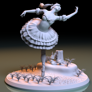 ballet niña bosque diorama baile bailarín bailando hembra mujer 3d print model - Mito3D